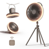 Portable Camping Fan – 10,000 mAh Rechargeable Battery, LED Light, Remote Control, Quiet & Adjustable Airflow